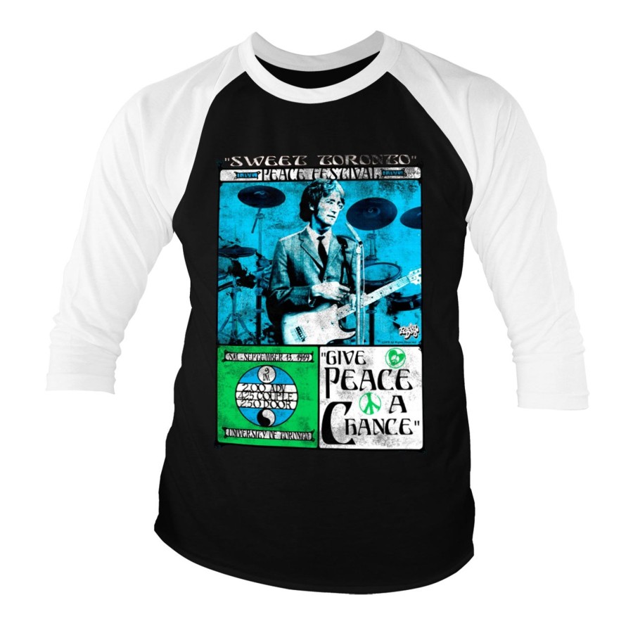 Mann Shirtstore | John Lennon - Toronto Peace Festival Baseball 3/4 Sleeve Tee White-Black