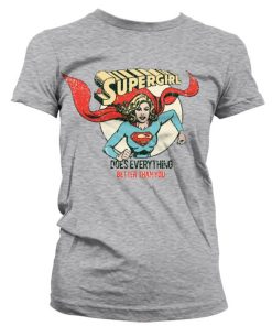 Kvinna Shirtstore | Supergirl - Does Everything Better Than You Girly Tee Heathergrey