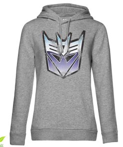 Kvinna Shirtstore | Distressed Decepticon Shield Girls Hoodie Heathergrey