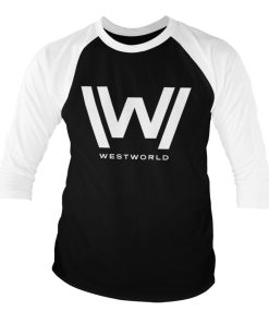 Mann Shirtstore | Westworld Logo Baseball 3/4 Sleeve Tee White-Black