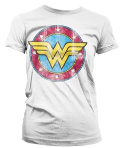 Kvinna Shirtstore | Wonder Woman Distressed Logo Girly Tee