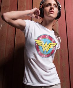 Kvinna Shirtstore | Wonder Woman Distressed Logo Girly Tee