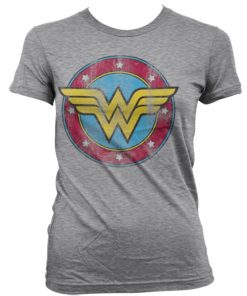 Kvinna Shirtstore | Wonder Woman Distressed Logo Girly Tee