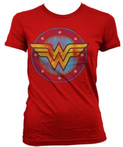 Kvinna Shirtstore | Wonder Woman Distressed Logo Girly Tee