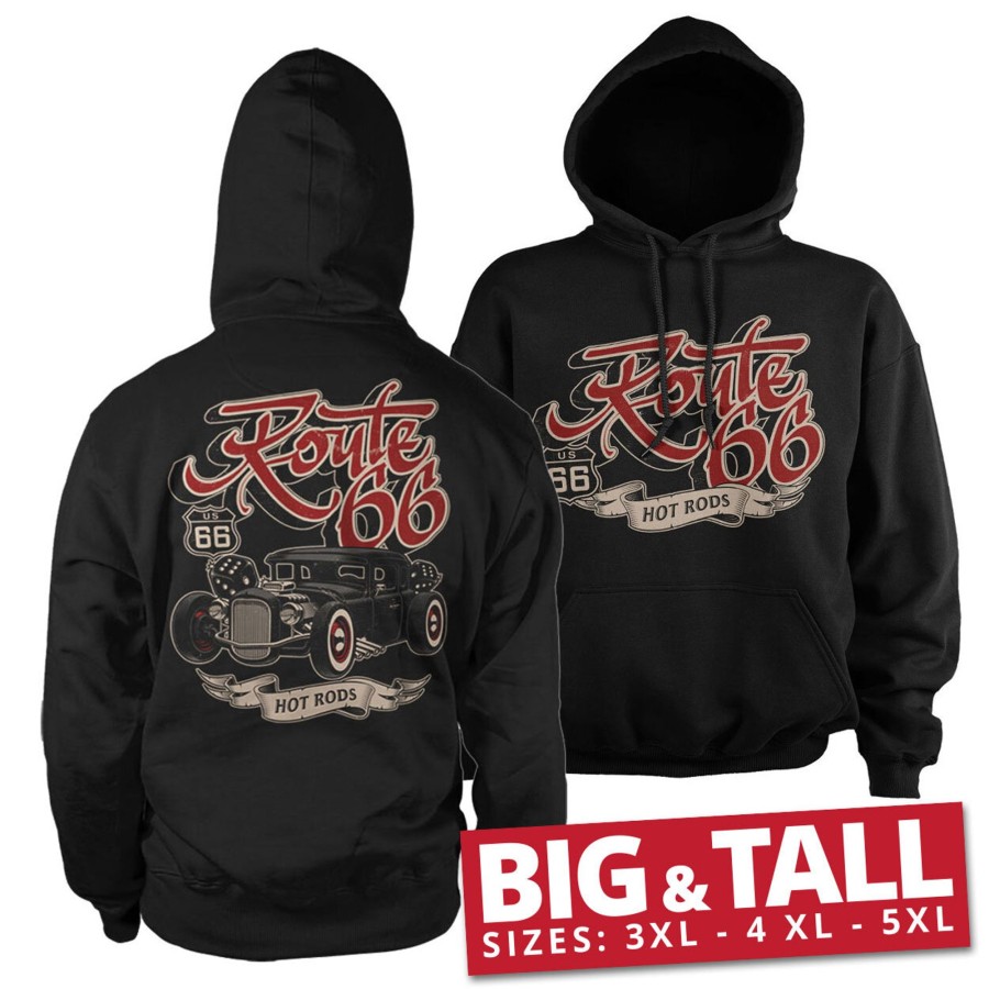 Mann Shirtstore | Us 66 Hot Rods Big & Tall Hoodie Black