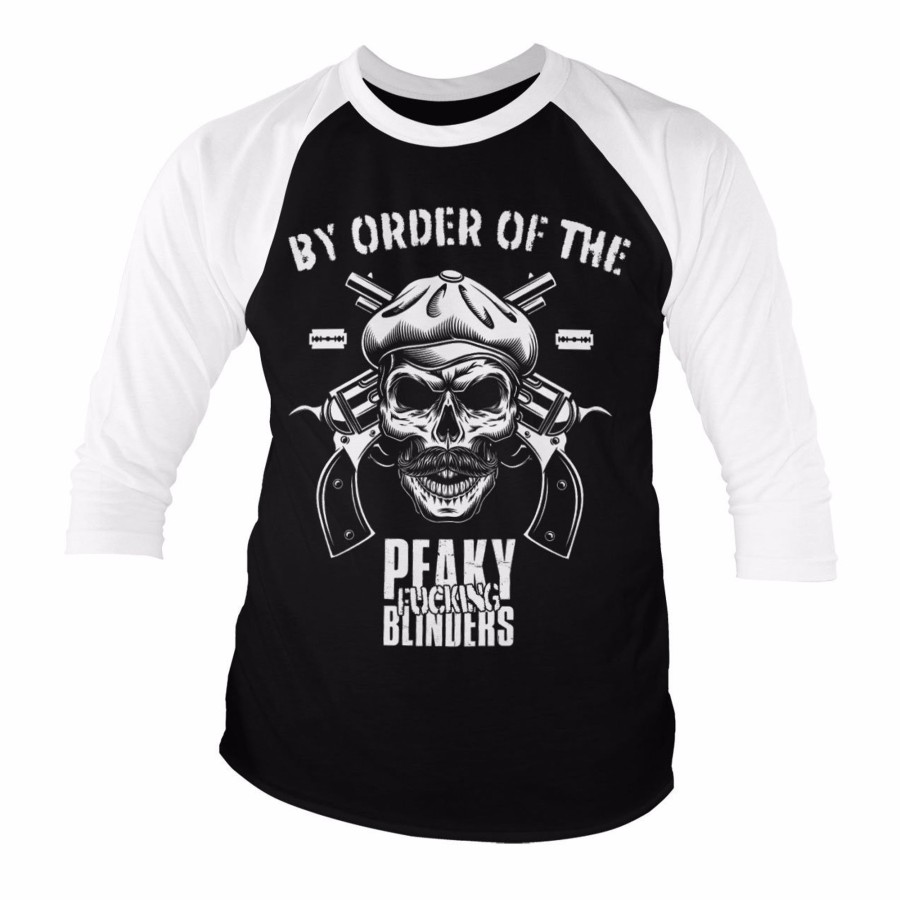 Mann Shirtstore | By Order Of The Peaky Blinders Baseball 3/4 Sleeve Tee White-Black