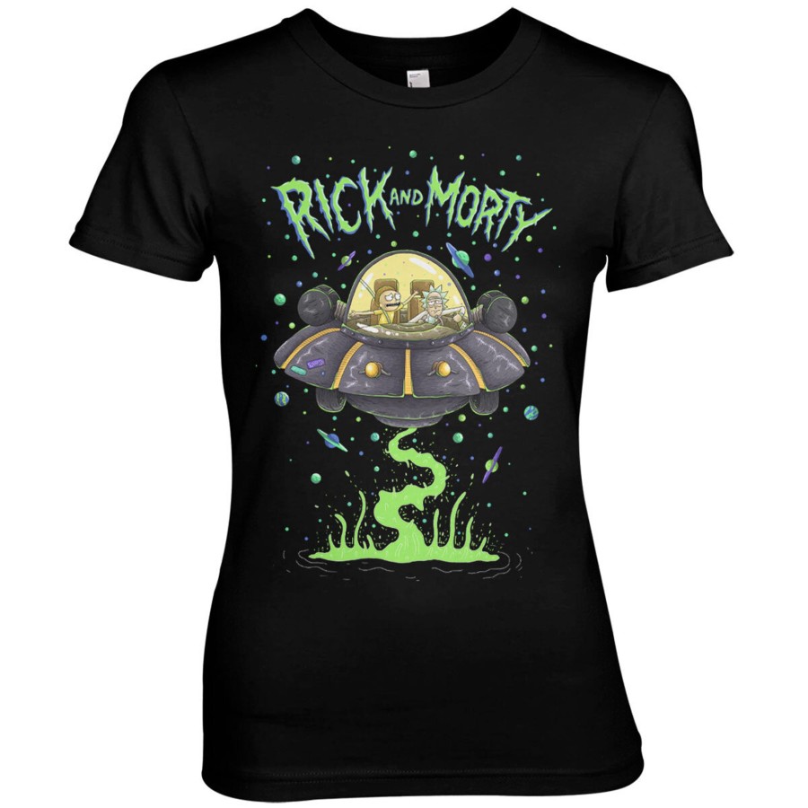 Kvinna Shirtstore | Rick And Morty Spaceship Girly Tee Black