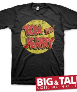 Mann Shirtstore | Tom & Jerry Washed Logo Big & Tall T-Shirt Black