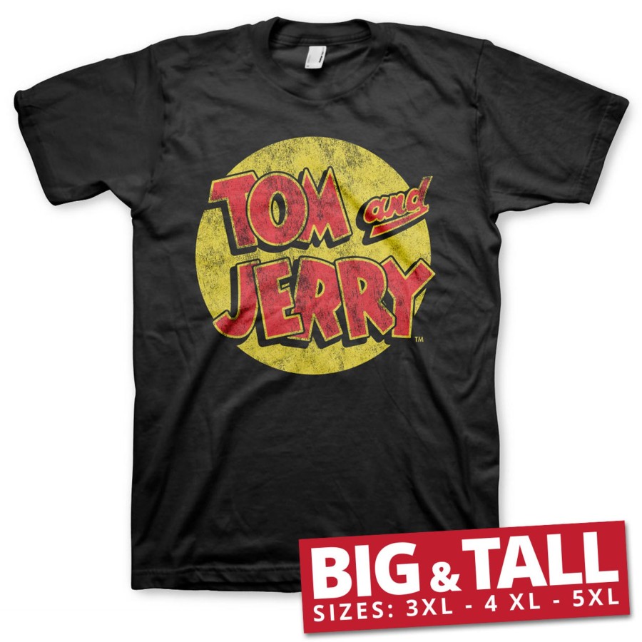 Mann Shirtstore | Tom & Jerry Washed Logo Big & Tall T-Shirt Black