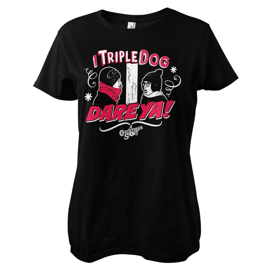 Kvinna Shirtstore | I Triple Dog Dare Ya Girly Tee Black