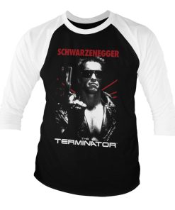 Mann Shirtstore | The Terminator Poster Baseball 3/4 Sleeve Tee Whiteblack