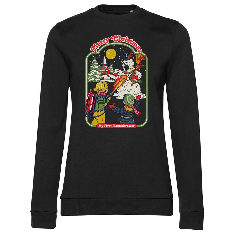 Kvinna Shirtstore | My First Flamethrower Girly Sweatshirt Black