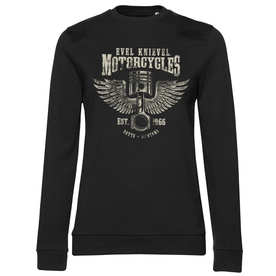 Kvinna Shirtstore | Evel Knievel Motorcycles Girly Sweatshirt Black