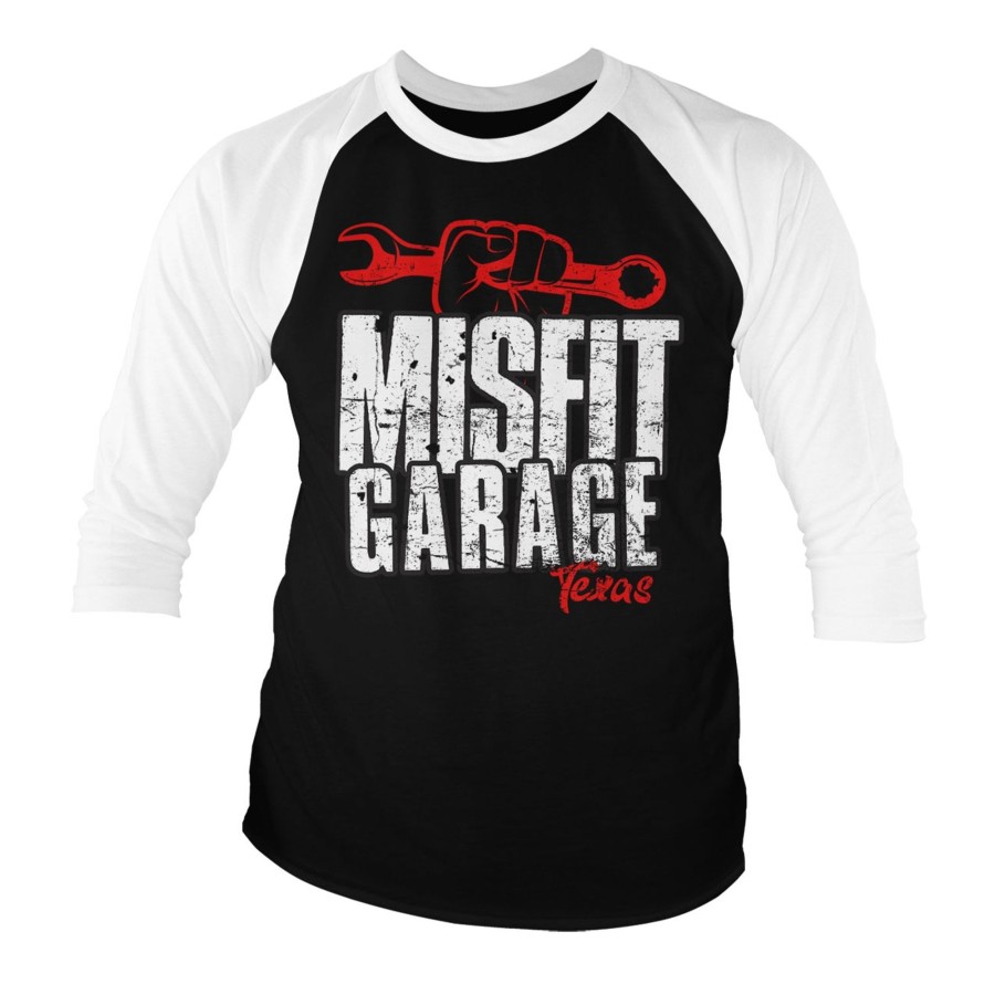 Mann Shirtstore | Misfit Garage Wrench Power Baseball 3/4 Sleeve Tee White-Black