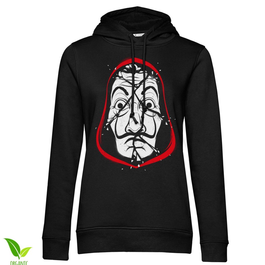 Kvinna Shirtstore | La Casa De Papel Cracked Mask Girls Hoodie Black