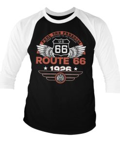 Mann Shirtstore | Route 66 - Feel The Freedom Baseball 3/4 Sleeve Tee White-Black