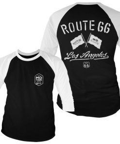 Mann Shirtstore | Route 66 Los Angeles Baseball 3/4 Sleeve Tee White-Black