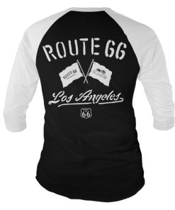 Mann Shirtstore | Route 66 Los Angeles Baseball 3/4 Sleeve Tee White-Black