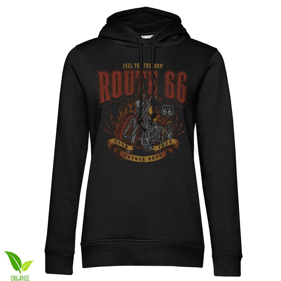 Kvinna Shirtstore | Route 66 - Golden Chopper Girls Hoodie Black