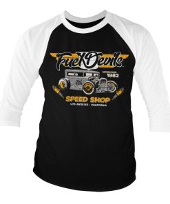 Mann Shirtstore | Fuel Devils - La Speed Shop Baseball 3/4 Sleeve Tee Whiteblack