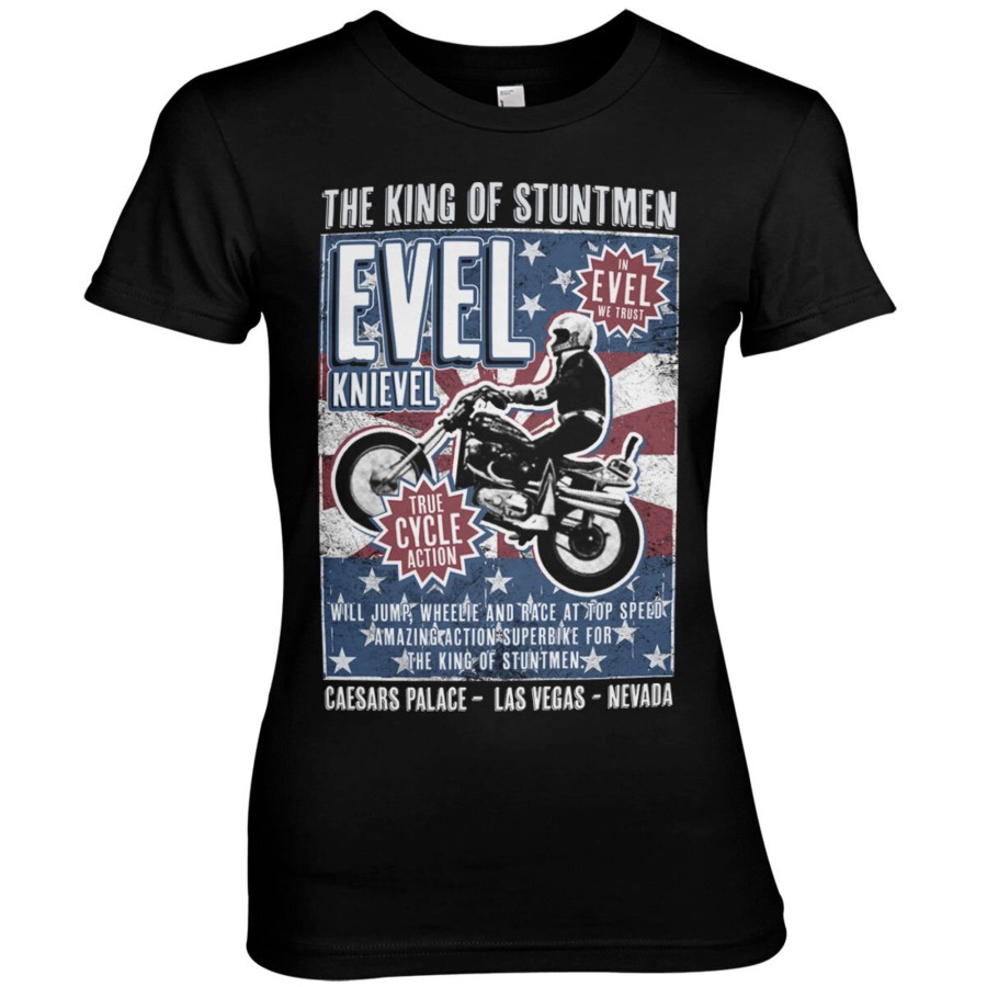 Kvinna Shirtstore | Evel Knievel Poster Girly Tee Black