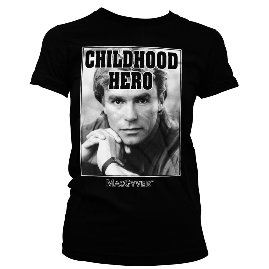 Kvinna Shirtstore | Macgyver - Childhood Hero Girly Tee Black