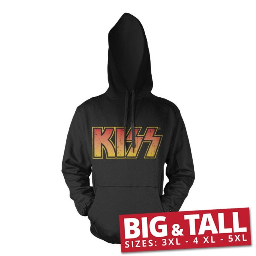 Mann Shirtstore | Kiss Distressed Logotype Big & Tall Hoodie Black