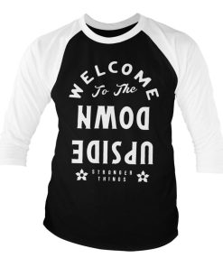 Mann Shirtstore | Welcome To The Upside Down Baseball 3/4 Sleeve Tee Whiteblack