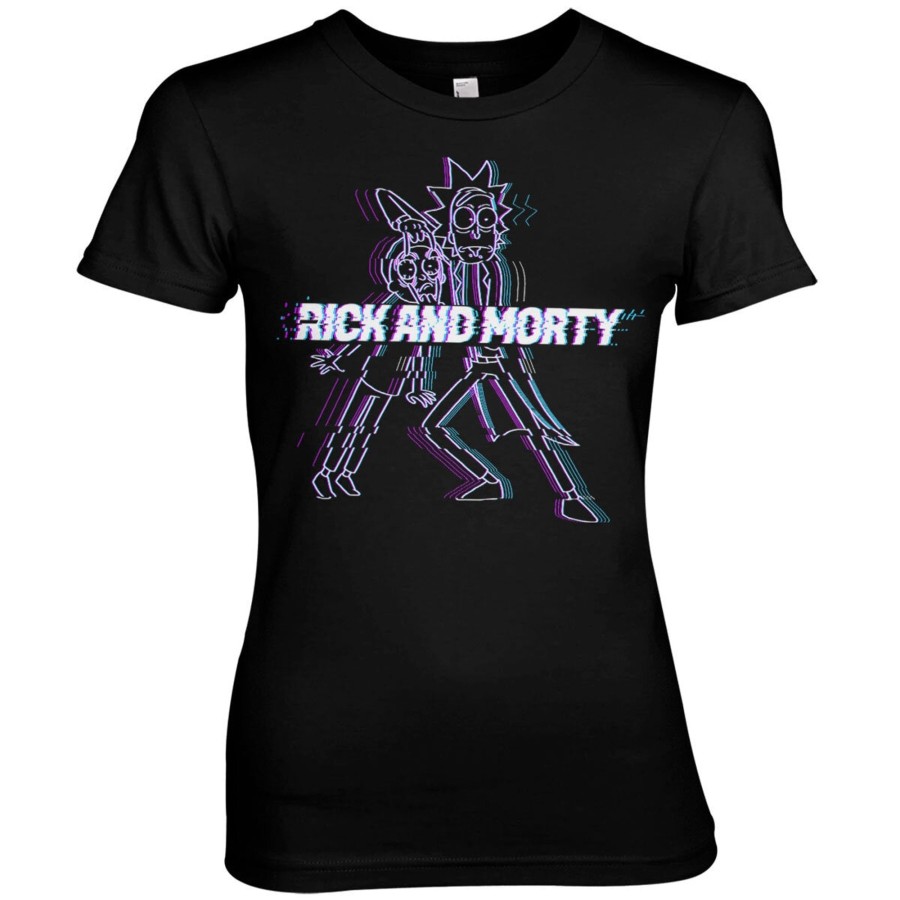 Kvinna Shirtstore | Rick And Morty Glitch Girly Tee Black