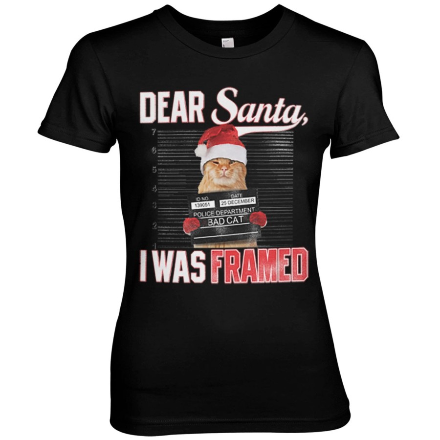 Kvinna Shirtstore | Dear Santa - I Was Framed Girly Tee Black