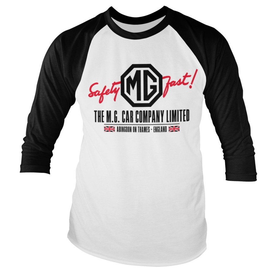 Mann Shirtstore | M.G. Cars Co. - England Baseball Long Sleeve Tee White-Black