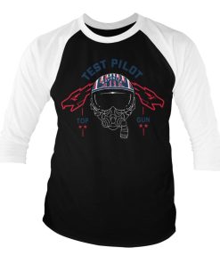 Mann Shirtstore | Top Gun Test Pilot Baseball 3/4 Sleeve Tee Whiteblack