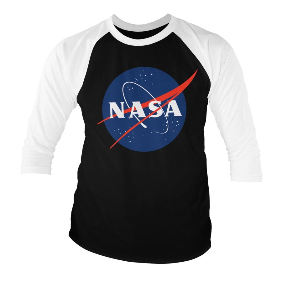 Mann Shirtstore | Nasa Insignia Baseball 3/4 Sleeve Tee White-Black