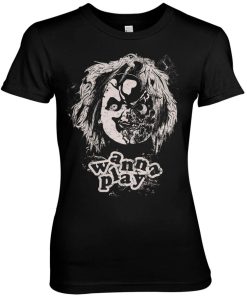 Kvinna Shirtstore | Chucky - Wanna Play Girly Tee Black