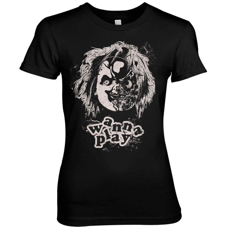 Kvinna Shirtstore | Chucky - Wanna Play Girly Tee Black