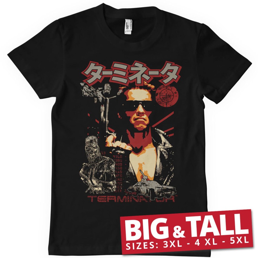 Mann Shirtstore | The Terminator Japanese Poster Big & Tall T-Shirt Black