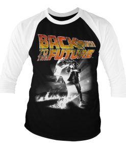 Mann Shirtstore | Back To The Future Poster Baseball 3/4 Sleeve Tee White-Black