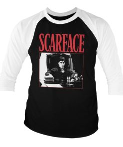 Mann Shirtstore | Tony Montana - The Power Baseball 3/4 Sleeve Tee Whiteblack
