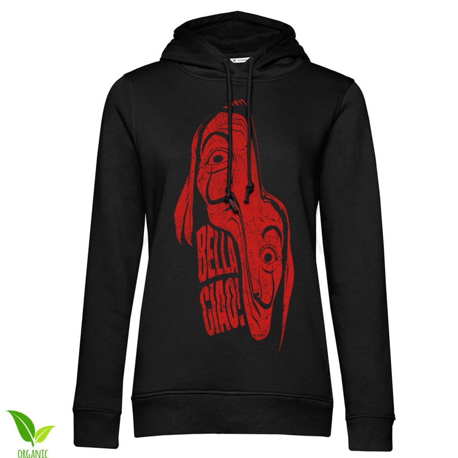 Kvinna Shirtstore | La Casa De Papel Warped Mask Girls Hoodie Black