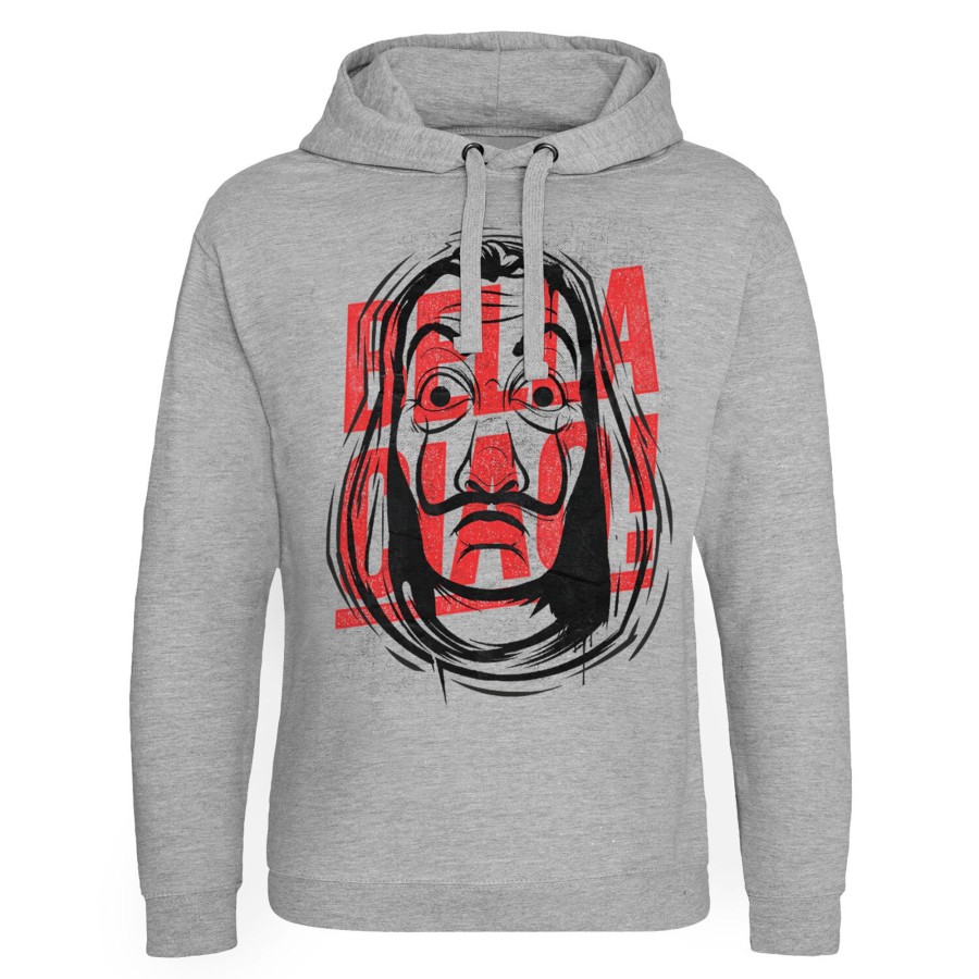 Mann Shirtstore | Masked Bella Ciao Epic Hoodie Heather-Grey