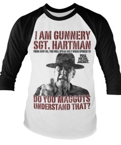 Mann Shirtstore | Full Metal Jacket - Sgt. Hartman Baseball Long Sleeve Tee White-Black