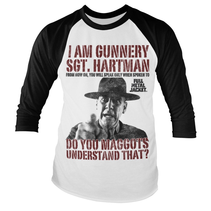 Mann Shirtstore | Full Metal Jacket - Sgt. Hartman Baseball Long Sleeve Tee White-Black