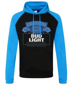 Mann Shirtstore | Bud Light Label Logo Baseball Hoodie Black-Blue
