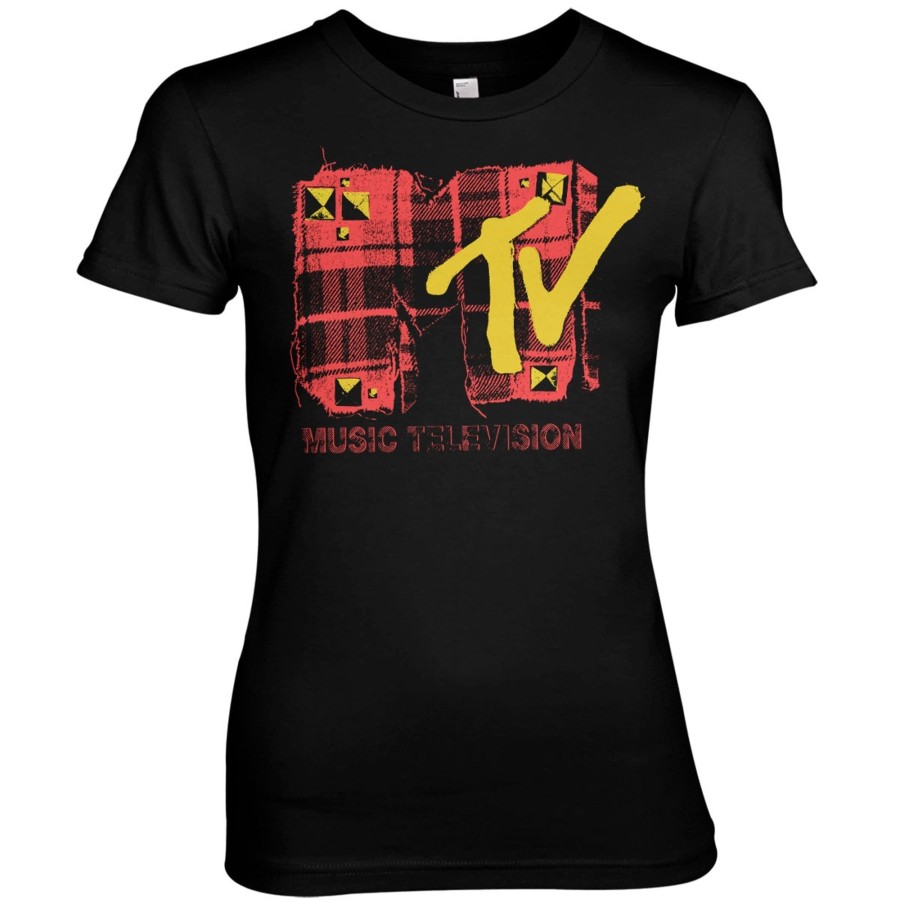 Kvinna Shirtstore | Plaid Mtv Girly Tee Black