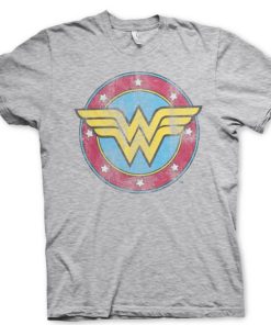 Mann Shirtstore | Wonder Woman Distressed Logo T-Shirt Heathergrey