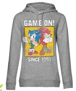 Kvinna Shirtstore | Sonic - Game On Since 1991 Girls Hoodie Heather-Grey