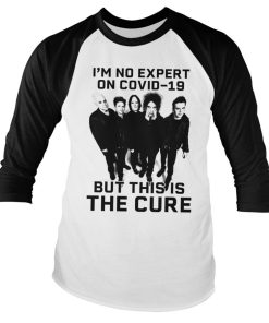 Mann Shirtstore | Covid-19 - The Cure Baseball Long Sleeve Tee Whiteblack