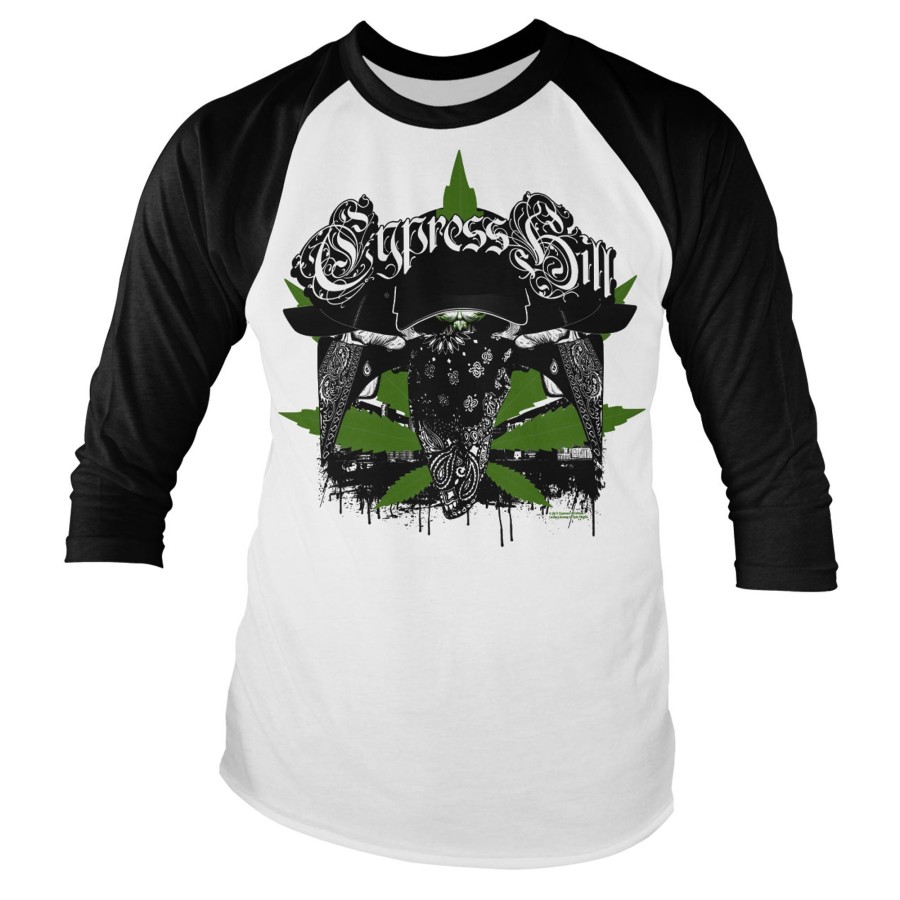 Mann Shirtstore | Cypress Hill Hoodlum Long Sleeve Baseball T-Shirt White-Black