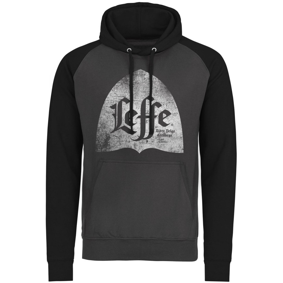 Mann Shirtstore | Leffe Distressed Alcove Logo Baseball Hoodie Darkgrey-Black