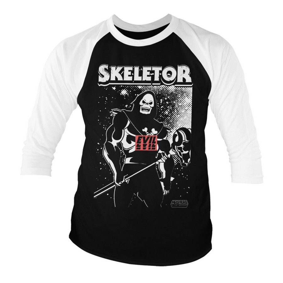 Mann Shirtstore | Skeletor - Evil Baseball 3/4 Sleeve Tee Whiteblack